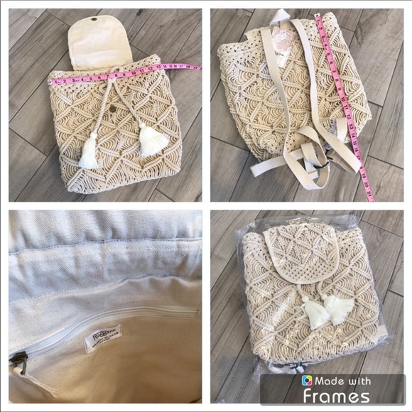 ❤️ Boho Crochet Cotton Backpack w Tassels - Picture 8 of 8